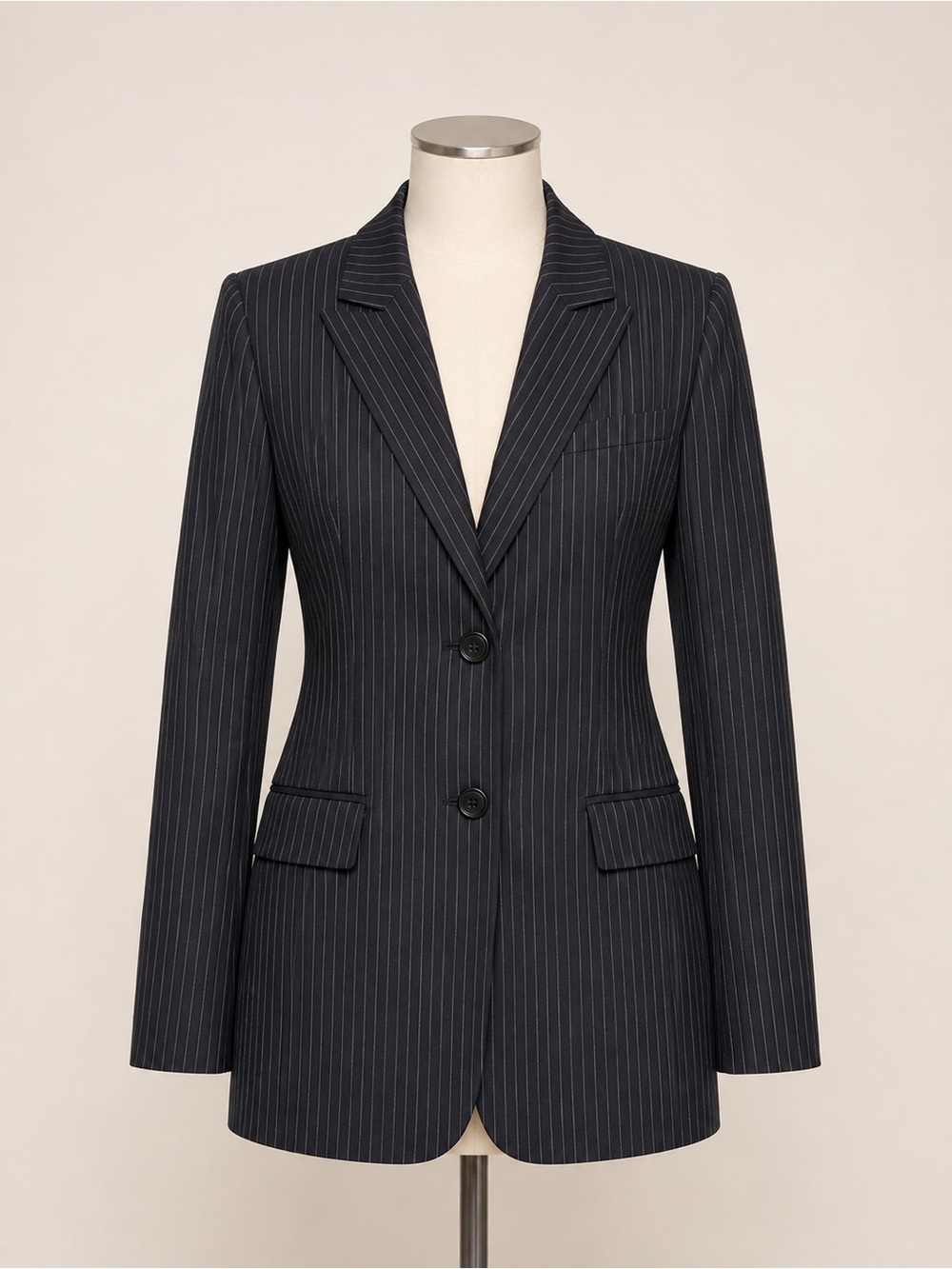 Parallel Y2K Black Pinstripe Longline Power Blazer Size 4